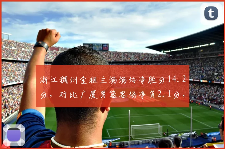 浙江稠州金租主场场均净胜分14.2分，对比广厦男篮客场净负2.1分，主客场战斗力悬殊